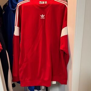Adidas Red Crewneck with White Accents